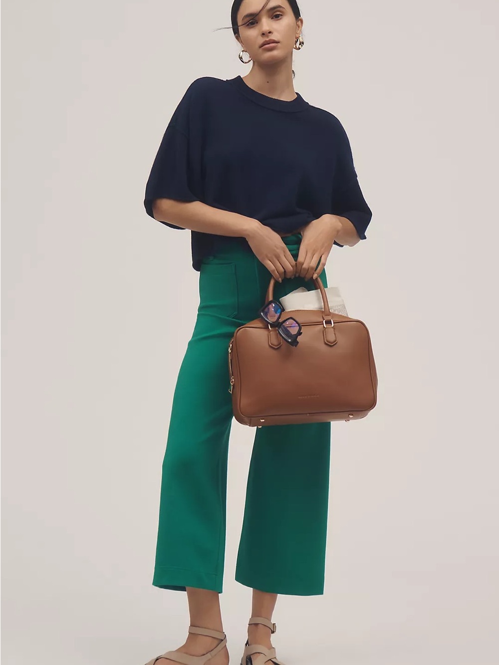 Maeve Colette Knit High-Rise Wide-Leg Cropped Pants
